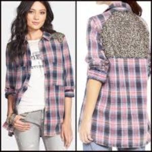 Free People Flannel with Sequins
